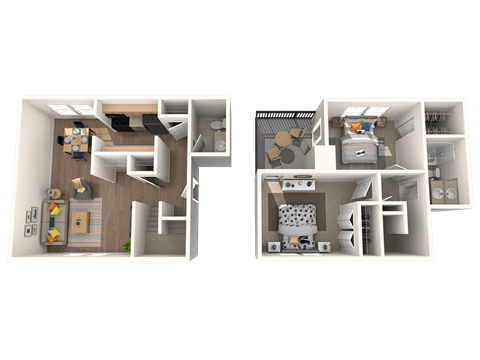 Westchase Apartments in Harvey, LA photo of Townhouse B floorplan two bedroom